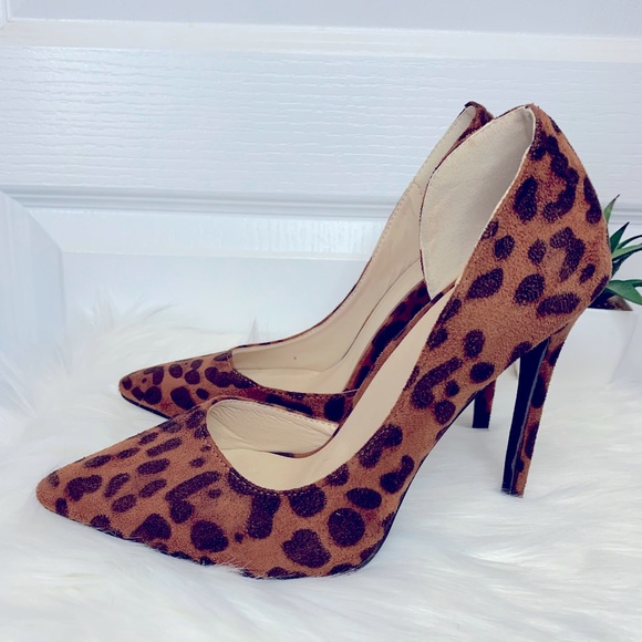 Leopard Print Suede Heels - Picture 2 of 5